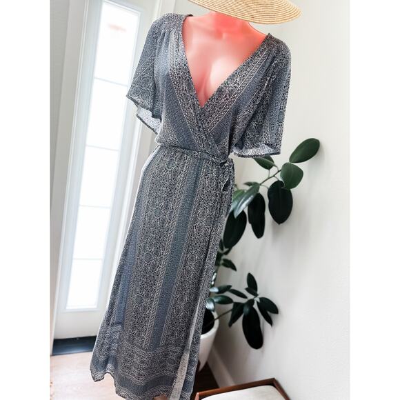 Whispers of Santorini Skies Bohemian Bliss kimono Wrap Maxi Dress - Picture 1 of 5